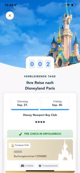 Disneyland Paris Hotels Checkin Bestätigung