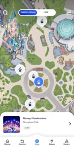 Disneyland App zeigt wo Shows stattfinden