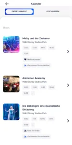 Disneyland App Showzeiten